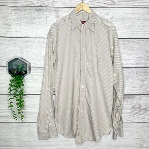 Rochester Tan & White Striped Button Down Shirt Men’s Size LT Large TALL Fit